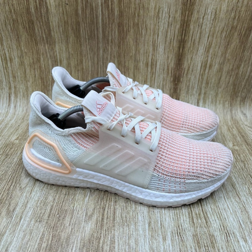Adidas Ultraboost 19 Women's Size 9 Off White‎ Glow Orange Running Shoes F34073